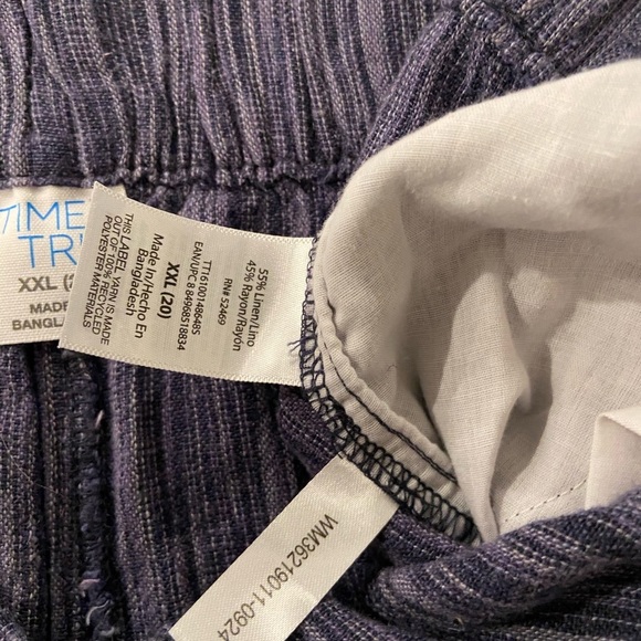 NWT Time & Tru Size XXL Blue Linen Blend Comfy Pull On Drawstring Shorts Pockets - Picture 15 of 16